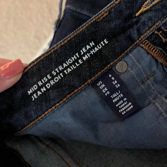 NWOT Women's Tall Mid Rise Straight Leg Blue Jeans - Picture 4 of 4